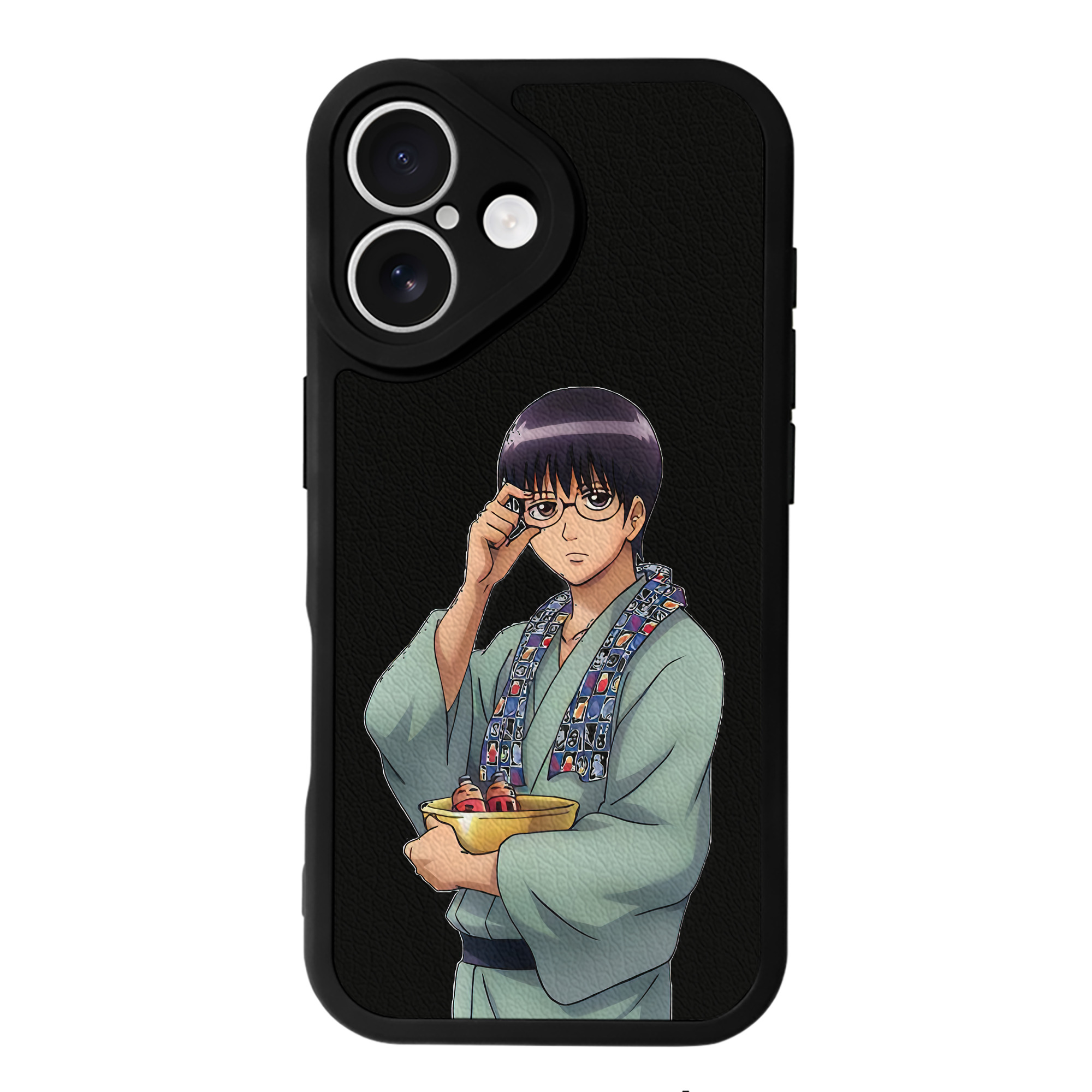 （画像用） ぎんたま 坂田銀時（さかたぎんとき） 神楽 志村新八（しむら しんぱち） GINTAMA Sakata Gintoki Kagura Shimura Shinpachi 【iPhone 16シリーズ対応】シリコンスマホケース（レザー調） 材質：シリコン